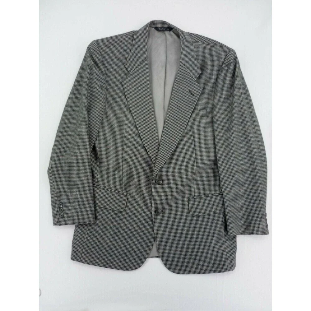 Burberrys Mens Houndstooth Sport Coat Suit Jacket 100% Wool Size 42-44 USA